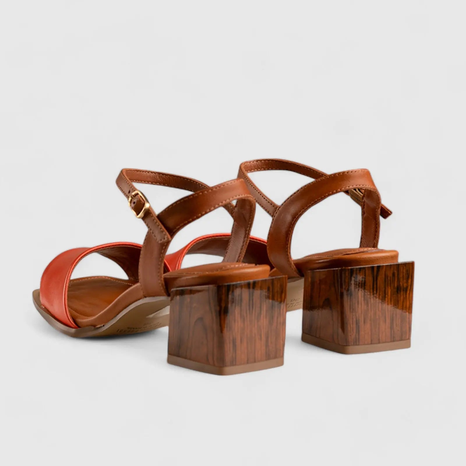 Block Heel Court Sandal Brown/Orange 10804 Heels | familyshoecentre