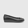 Paloma Comfort Leather Wedge Black Pumps | familyshoecentre