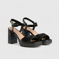 Platform Block Heel Sandal Black 11198 Heels | familyshoecentre