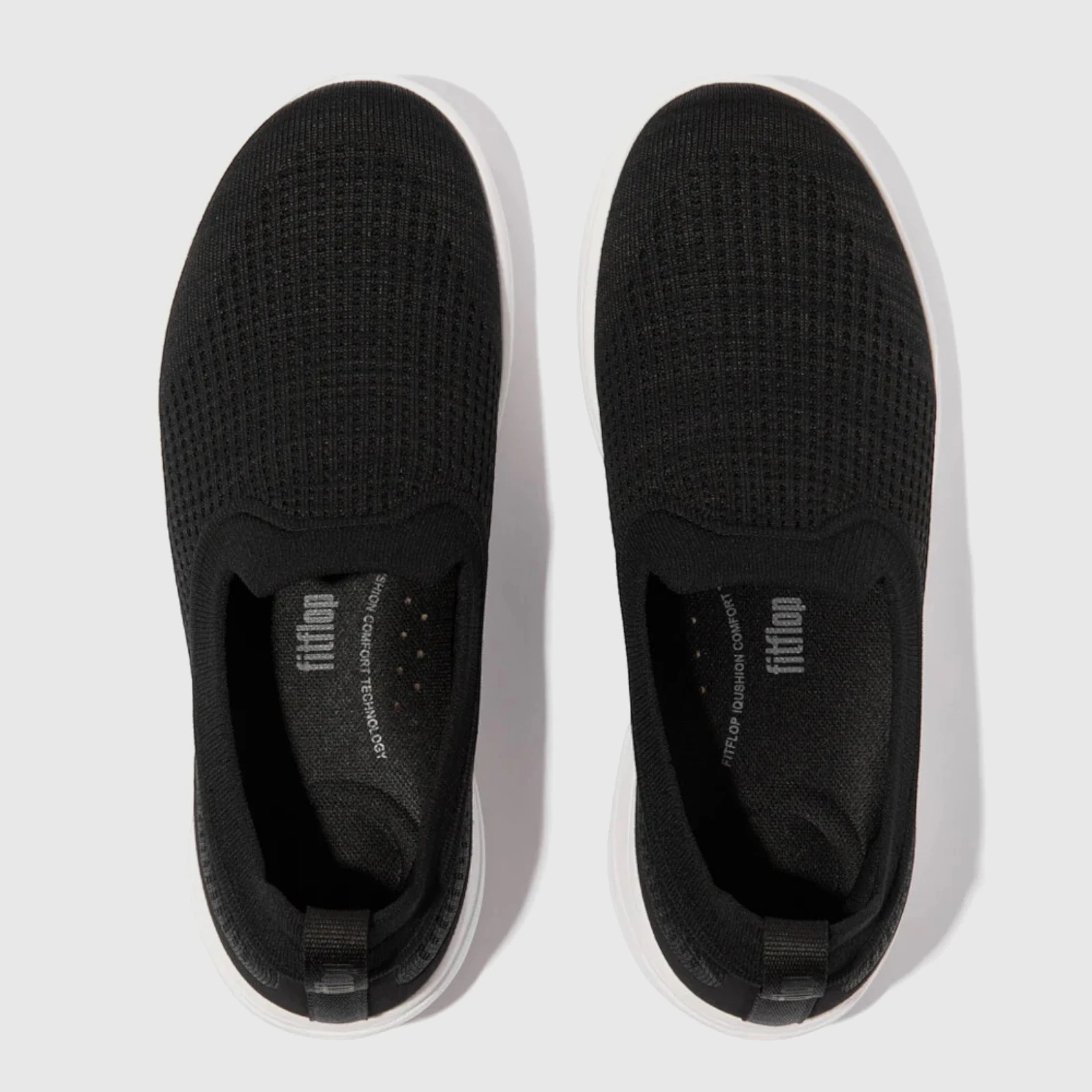 Fit Flops Super Q Knit Slip On Sneaker Black JI1-090 FP69 Sneakers | familyshoecentre