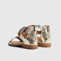 Leather Flat Comfort Sandals Gold/Silver 8548 Sandals | familyshoecentre