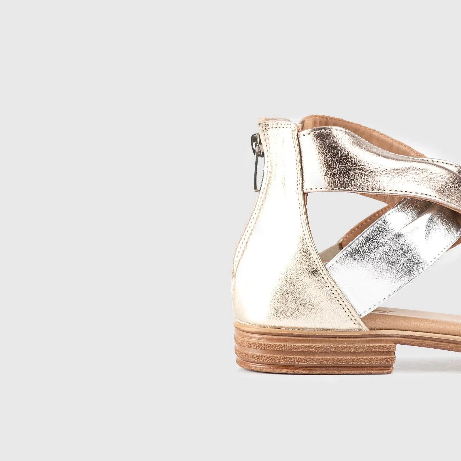Leather Flat Comfort Sandals Gold/Silver 8548 Sandals | familyshoecentre