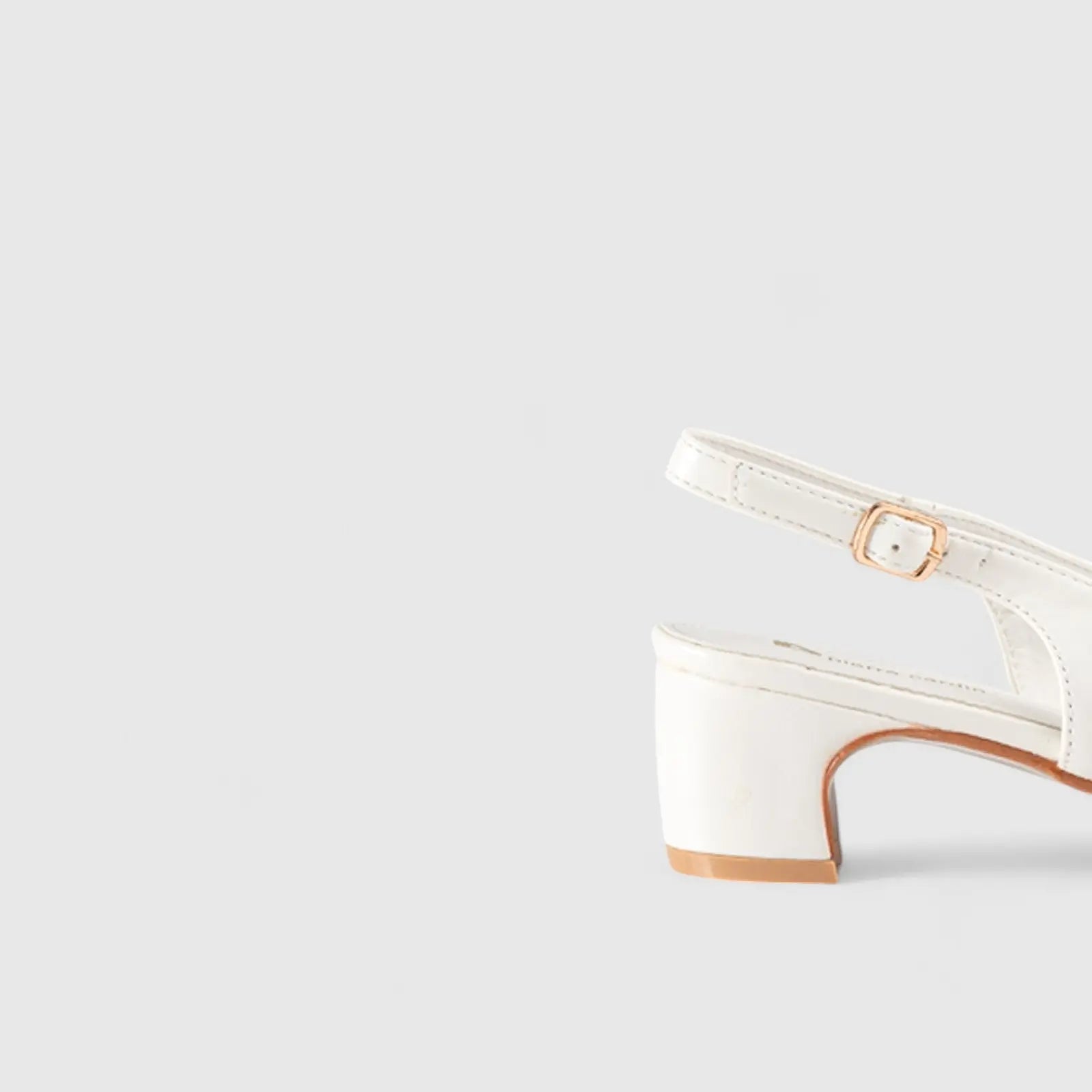 Sling Back Block Heel Court White 10532 Heels | familyshoecentre