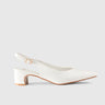 Sling Back Block Heel Court White 10532 Heels | familyshoecentre