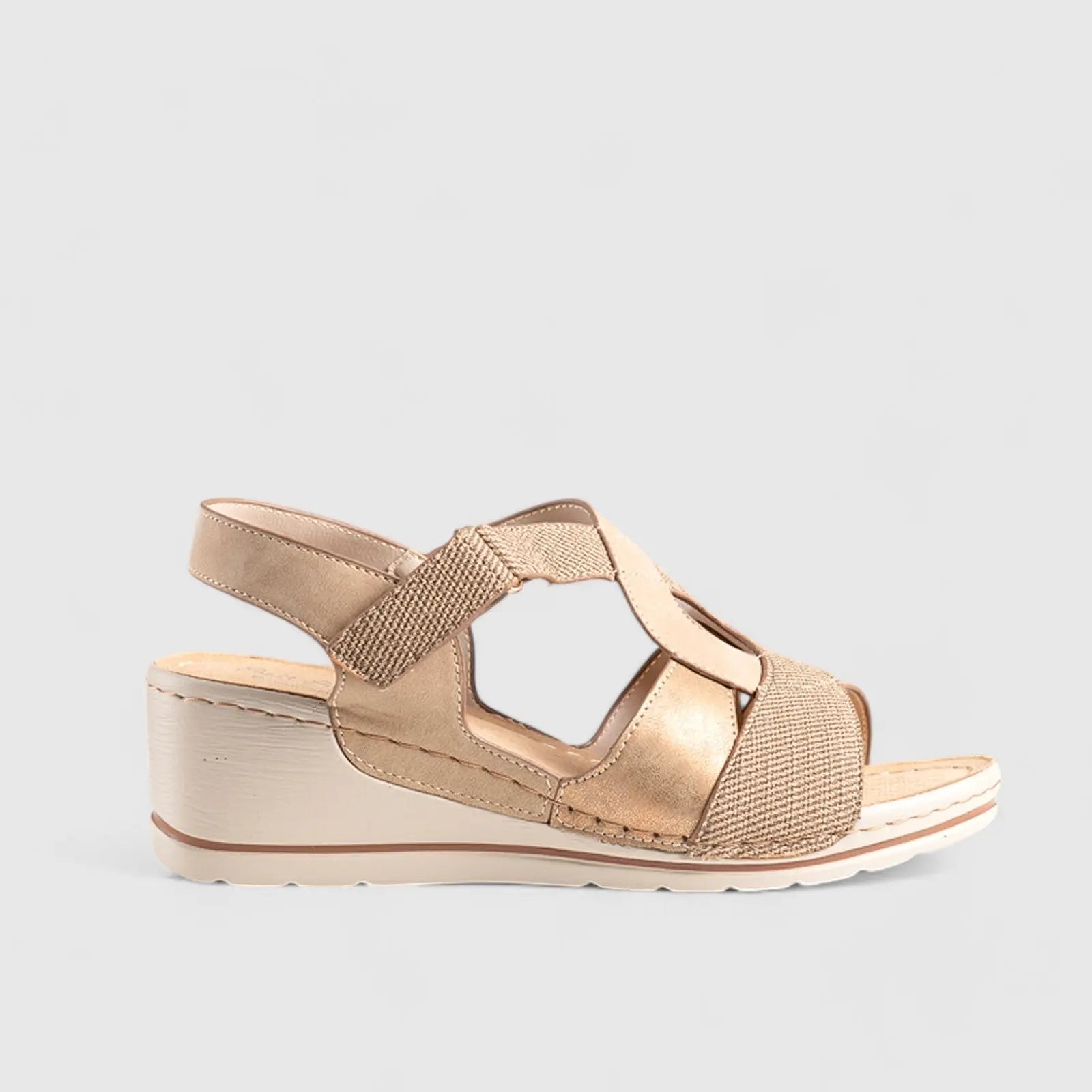 Soft Style Lenny Wedge Sandal Camel 01487 Sandals | familyshoecentre
