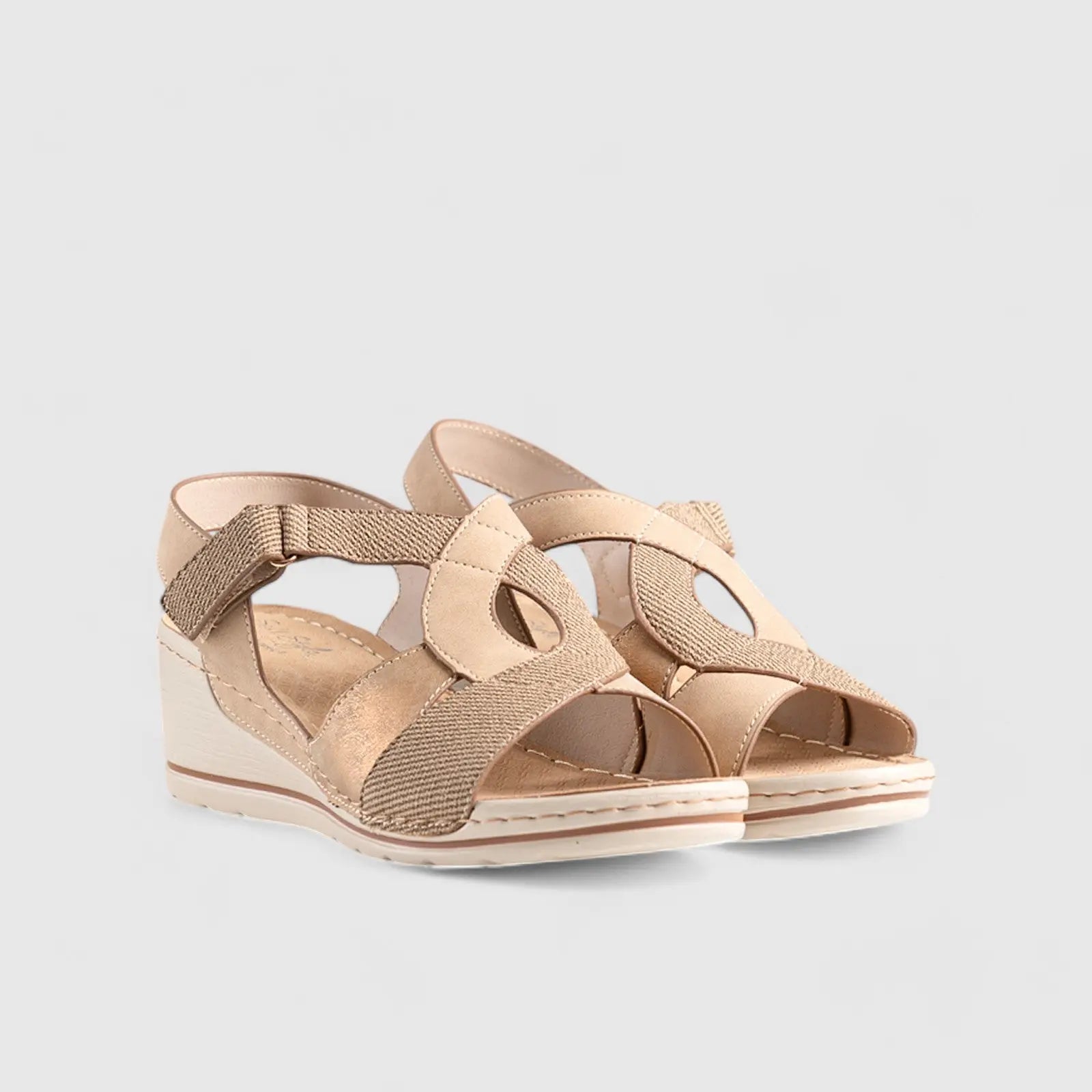 Soft Style Lenny Wedge Sandal Camel 01487 Sandals | familyshoecentre