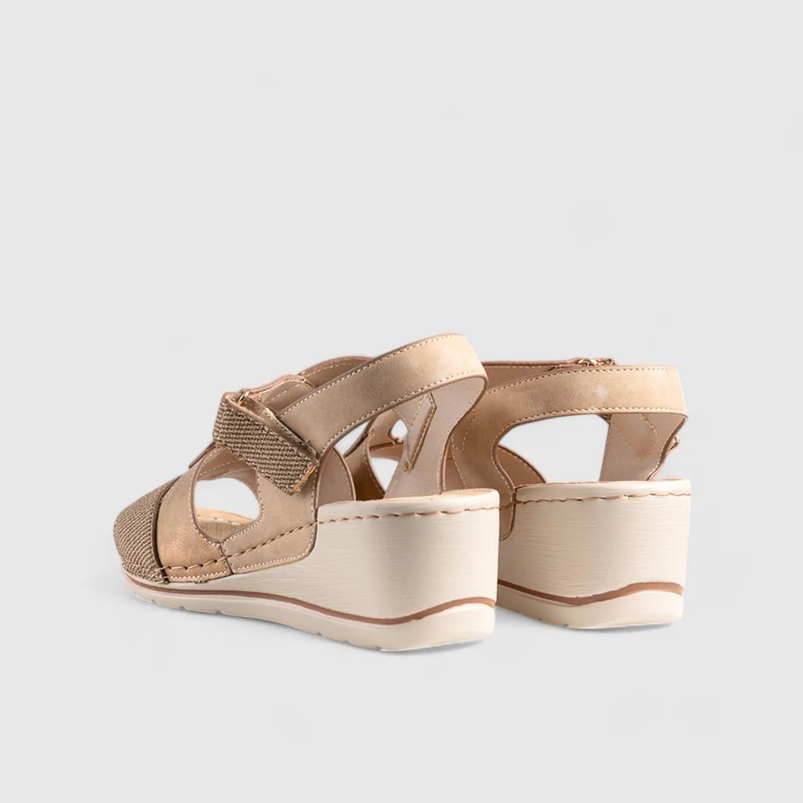Soft Style Lenny Wedge Sandal Camel 01487 Sandals | familyshoecentre