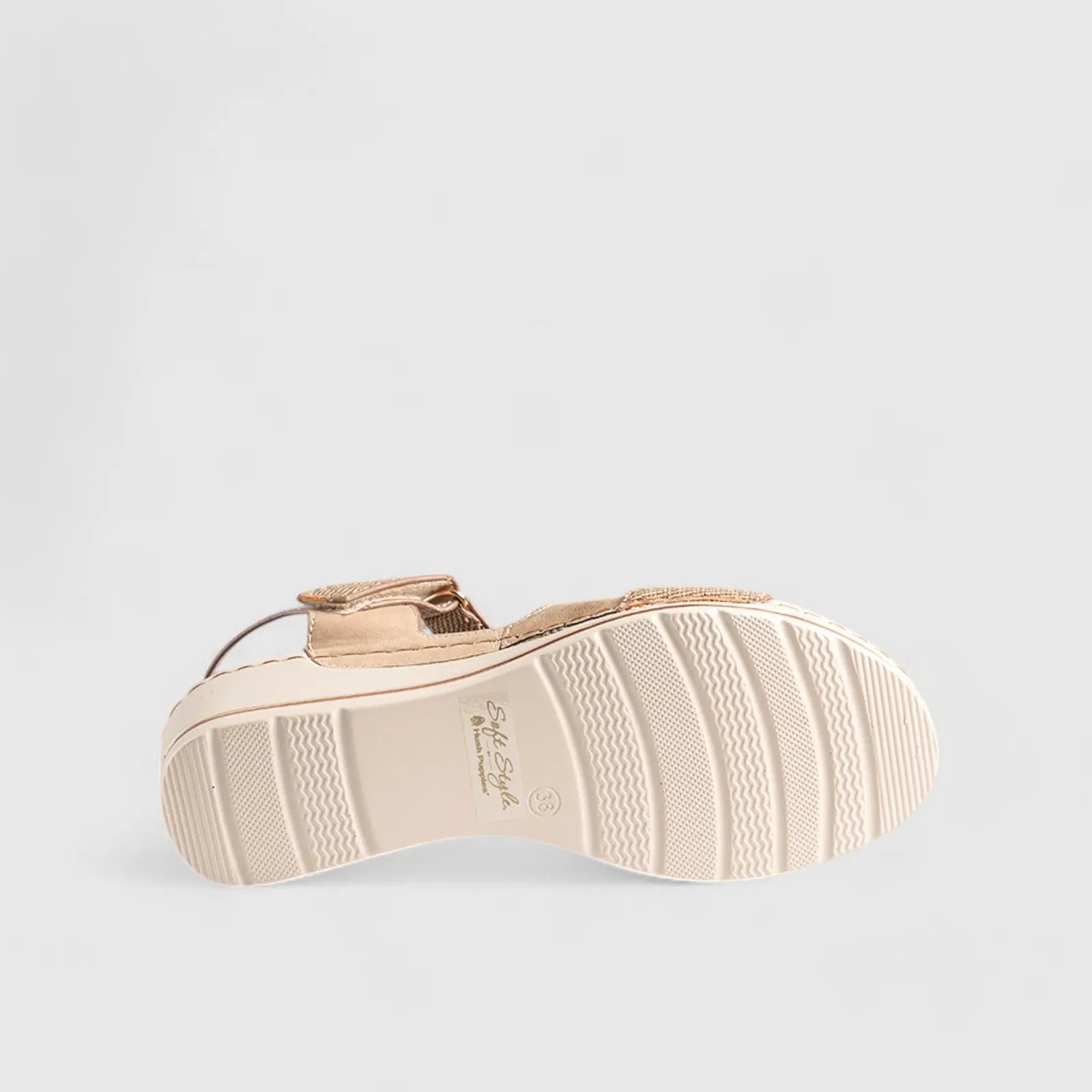 Soft Style Lenny Wedge Sandal Camel 01487 Sandals | familyshoecentre