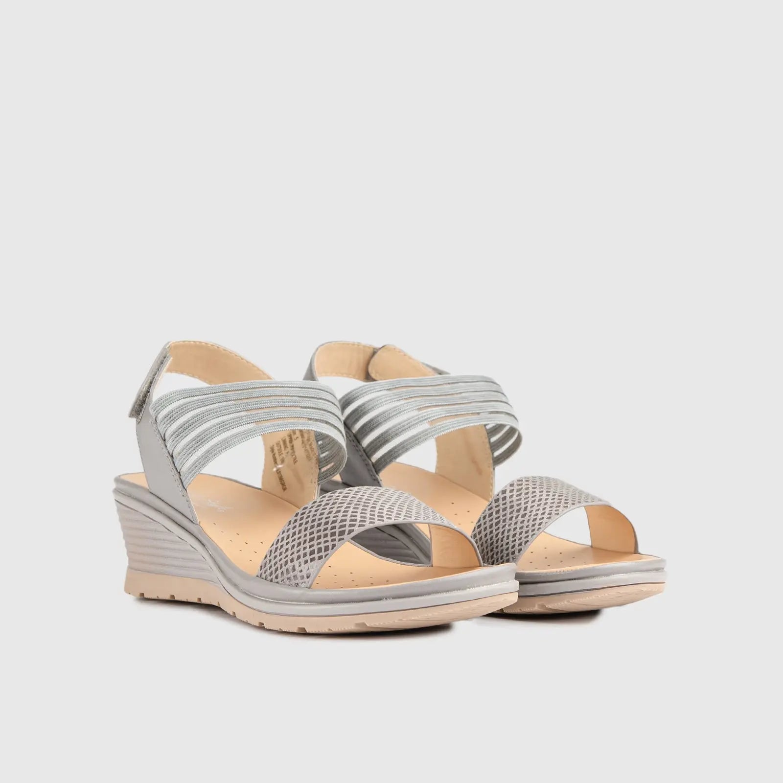 Soft Style Pomona Wedge Sandal 01398 Grey Sandals | familyshoecentre