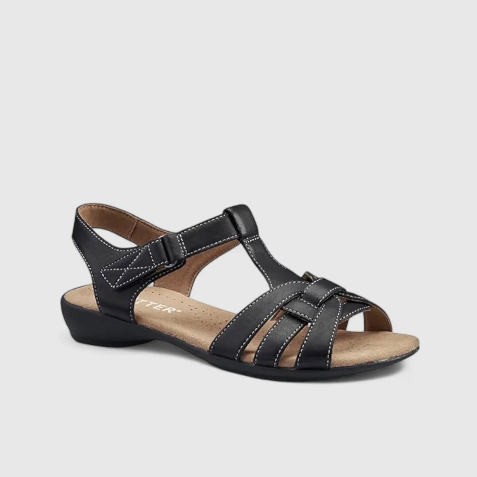 Solstice Comfort Leather Sandal Black Sandals | familyshoecentre