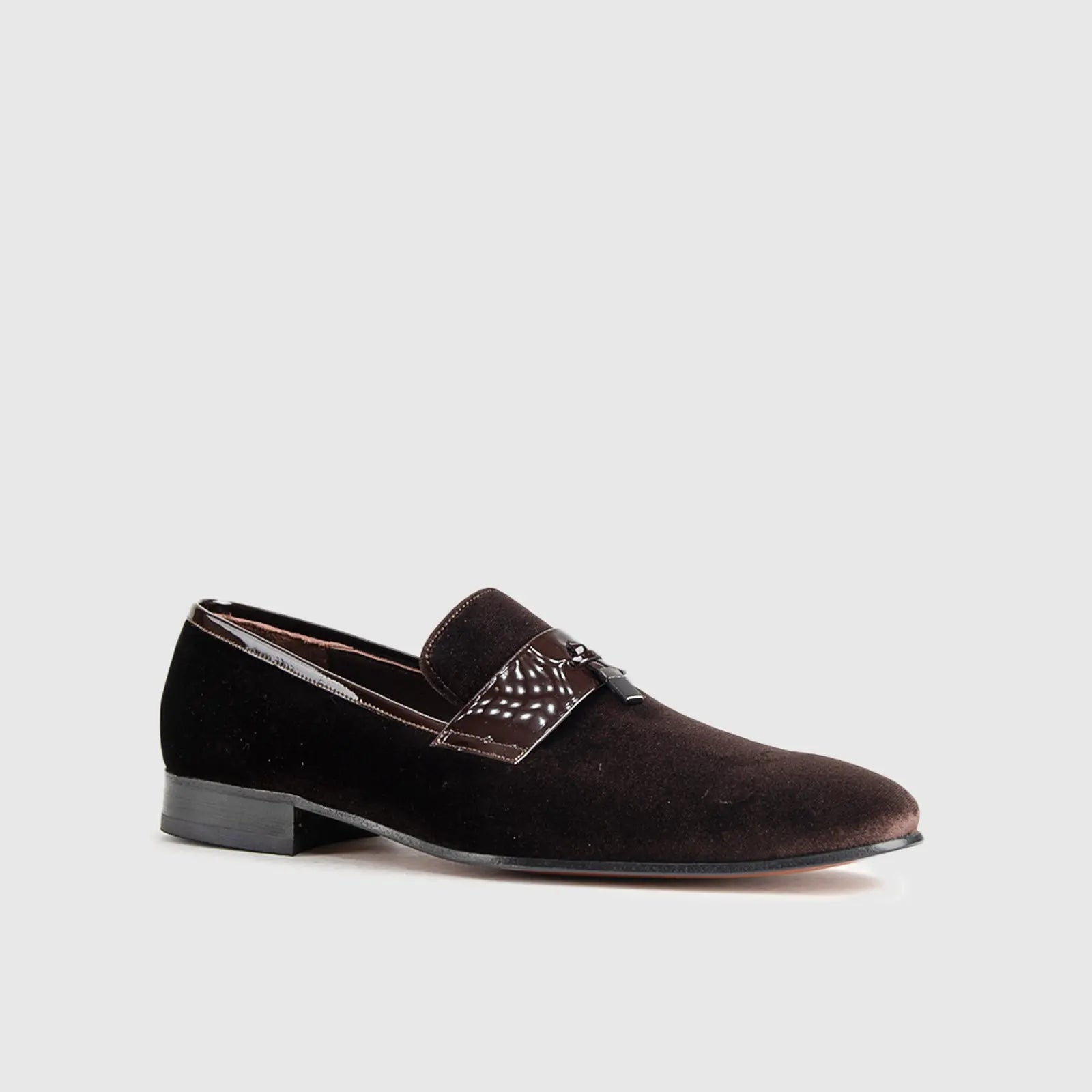 Statement Dress Loafers 1802 Brown Velvet Loafers | familyshoecentre