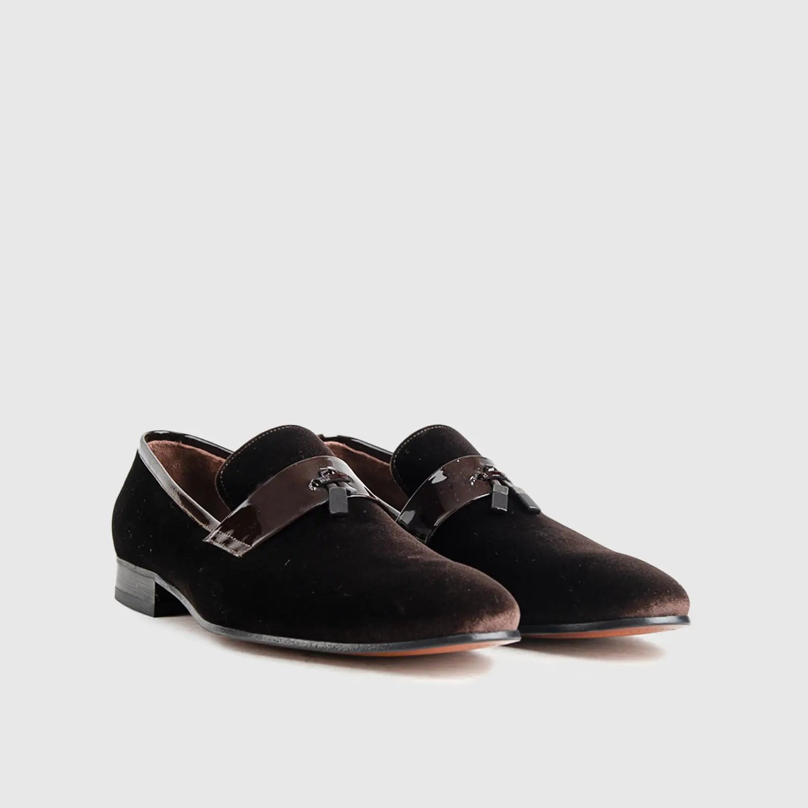 Statement Dress Loafers 1802 Brown Velvet Loafers | familyshoecentre