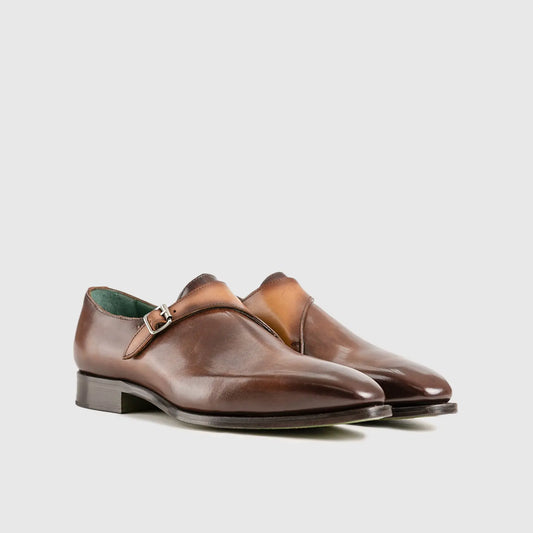 Single Monk Dress Shoe Brown/Tan 18286 Oxfords | familyshoecentre