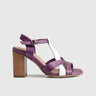 Leather Comfort High Heel Sandal Purple/White 7106 Sandals | familyshoecentre