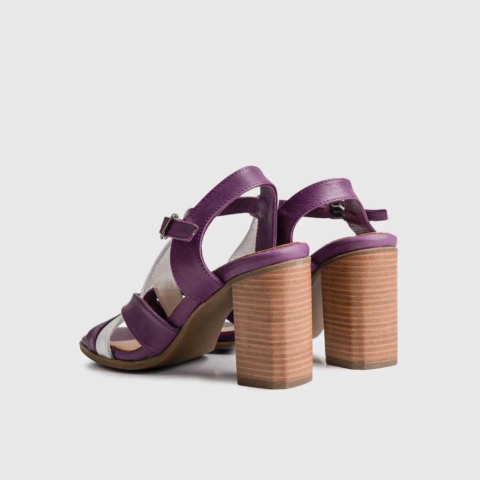 Leather Comfort High Heel Sandal Purple/White 7106 Sandals | familyshoecentre