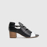 Comfort Block Heel Sandal Black/White 8428 Heels | familyshoecentre