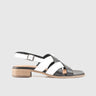 Leather Comfort Block Heel Sandal 8512 Black/White Sandals | familyshoecentre