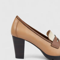 Hush Puppies Soft Style Ladies Comfort Block Heel Shoe Mathura SSL01628 Caramel Multi SS337