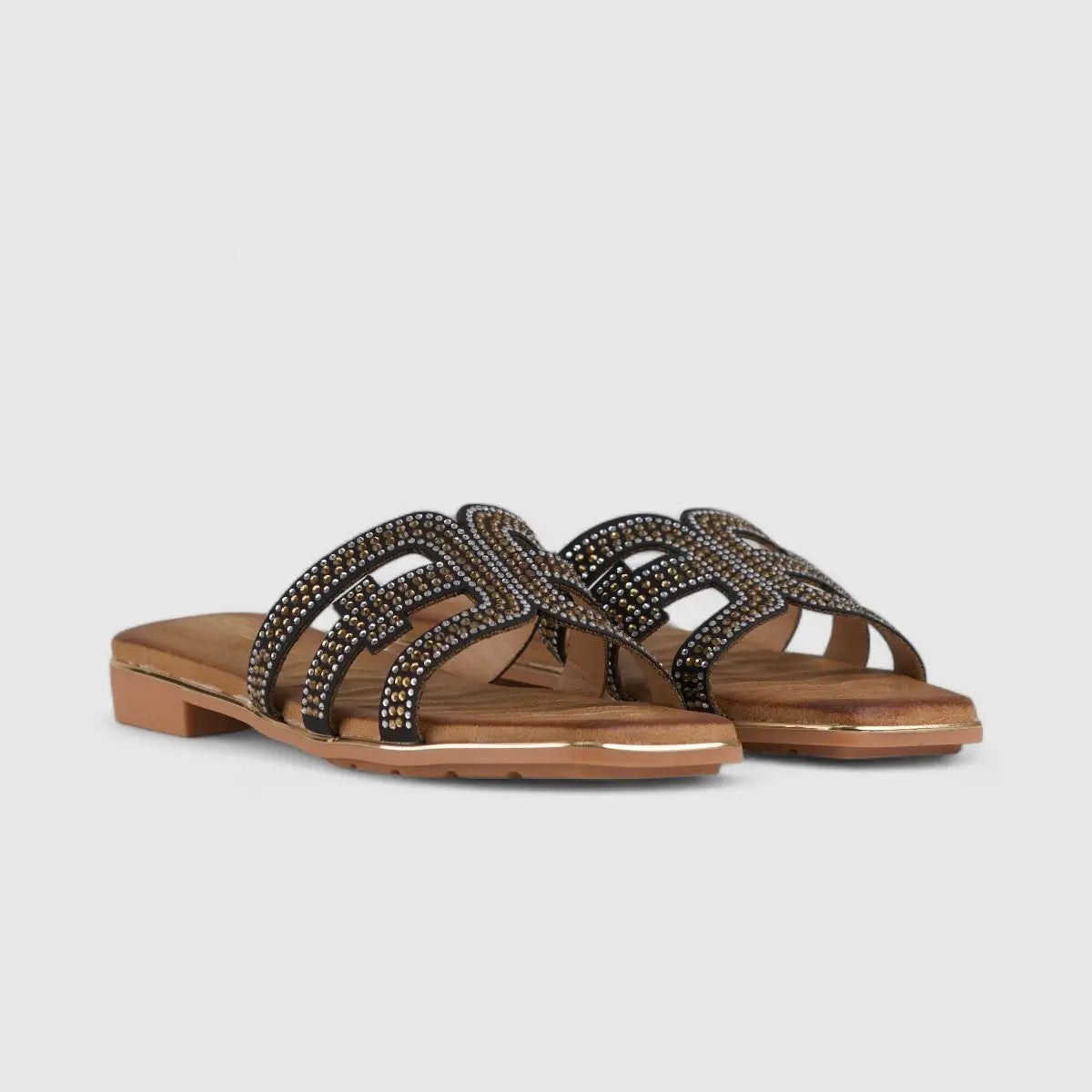 Bulbul Flat Bling Sandal Black HAR010 Sandals | familyshoecentre