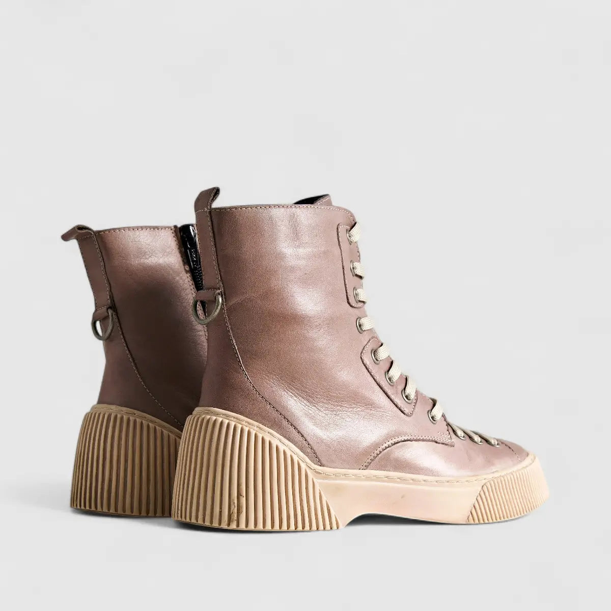Karyoka Comfort Leather Boots 3107 Beige Boots | familyshoecentre