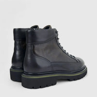 Formales Men's Leather Chunky Sole Lace Up Boot FW267001 Black FD1