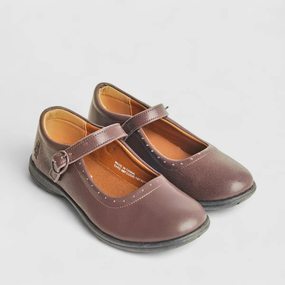 Scala Girls Youths (UK2 TO UK9) Mary Jane Buckle School Shoe HPY00009 Brown HG5