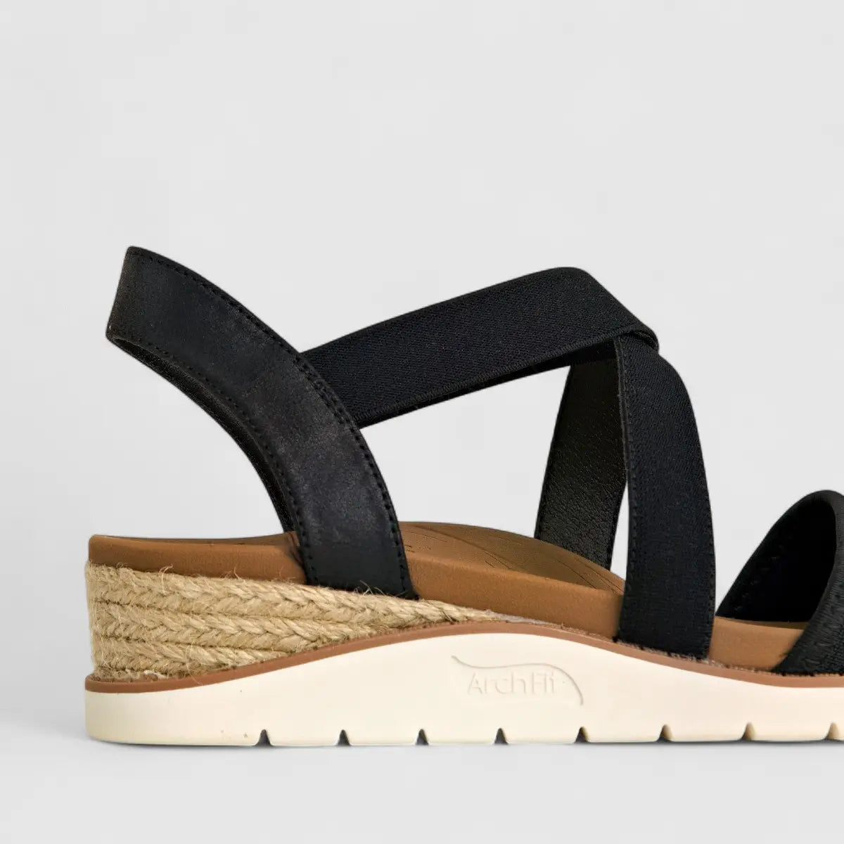 Skechers Ladies Comfort Espadrille Wedge Arch Fit 114013  Beach Kiss Black SW90