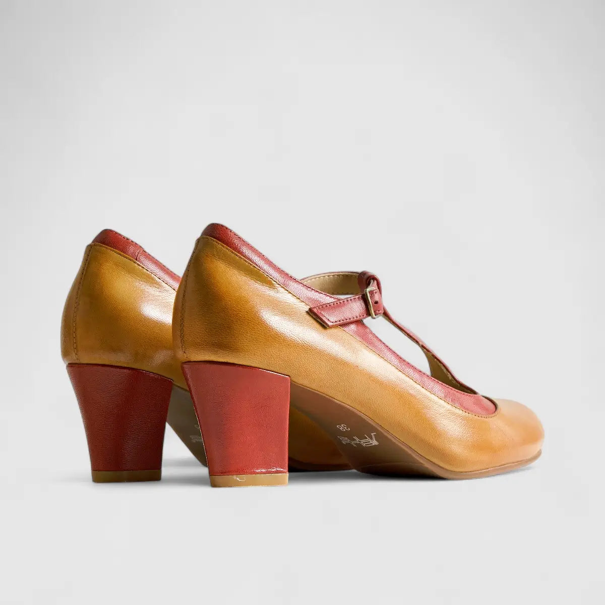 Bulbul Leather Heel Olive/Brown HA2512 Heels | familyshoecentre