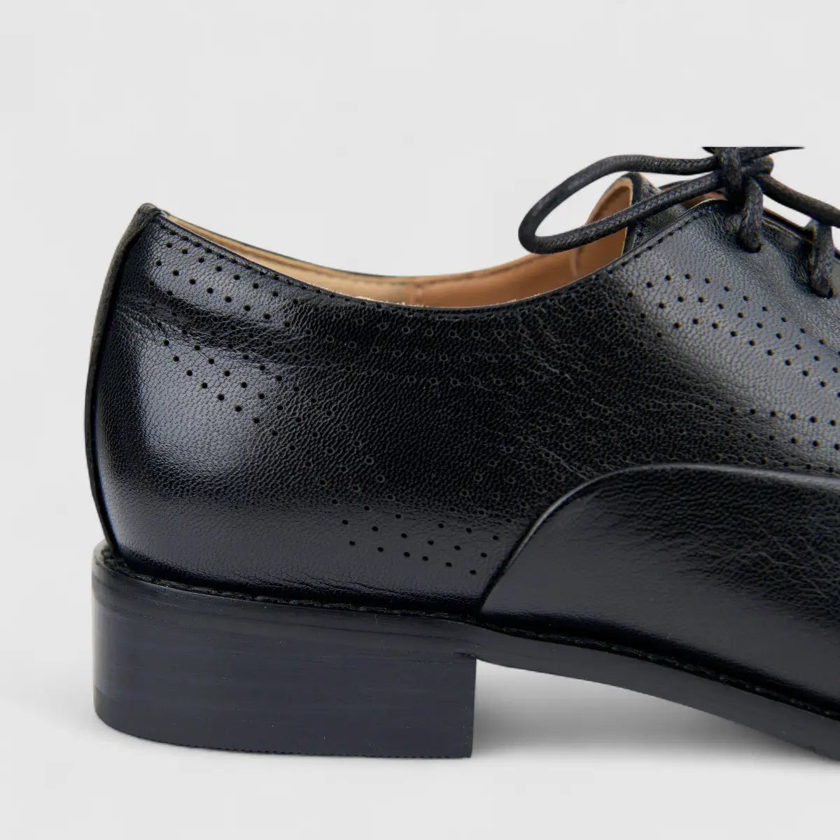 Bulbul Ladies Leather Lace Up Shoe Black LSF-02
