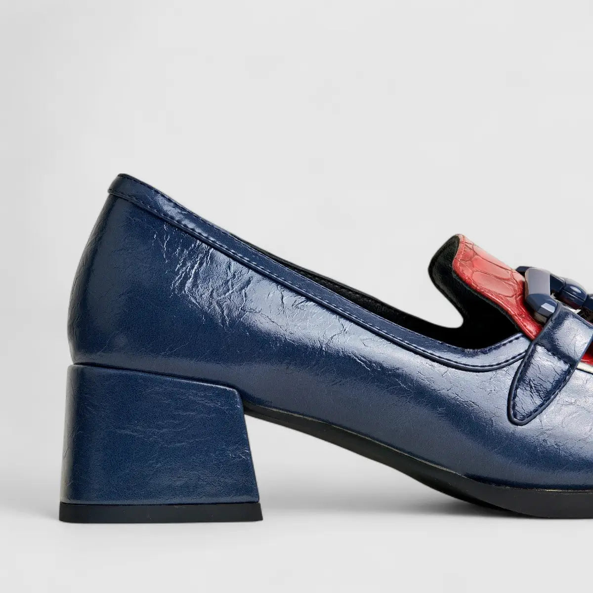 Bulbul Ladies Block Heel Comfort Shoe Blue SCR11-07 Heels | familyshoecentre