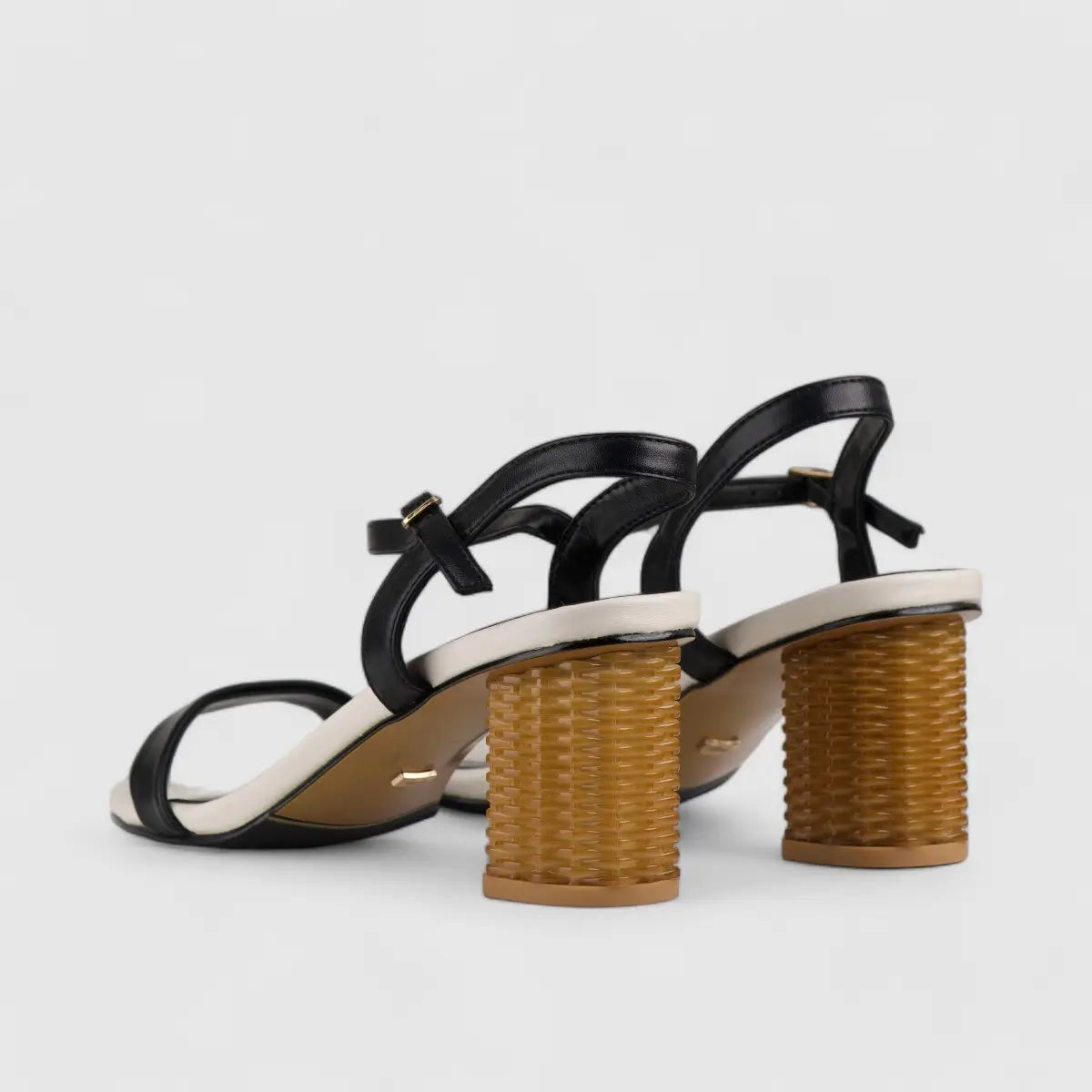 Bulbul Block Heel Sandal Black/Beige CAR5020 Heels | familyshoecentre