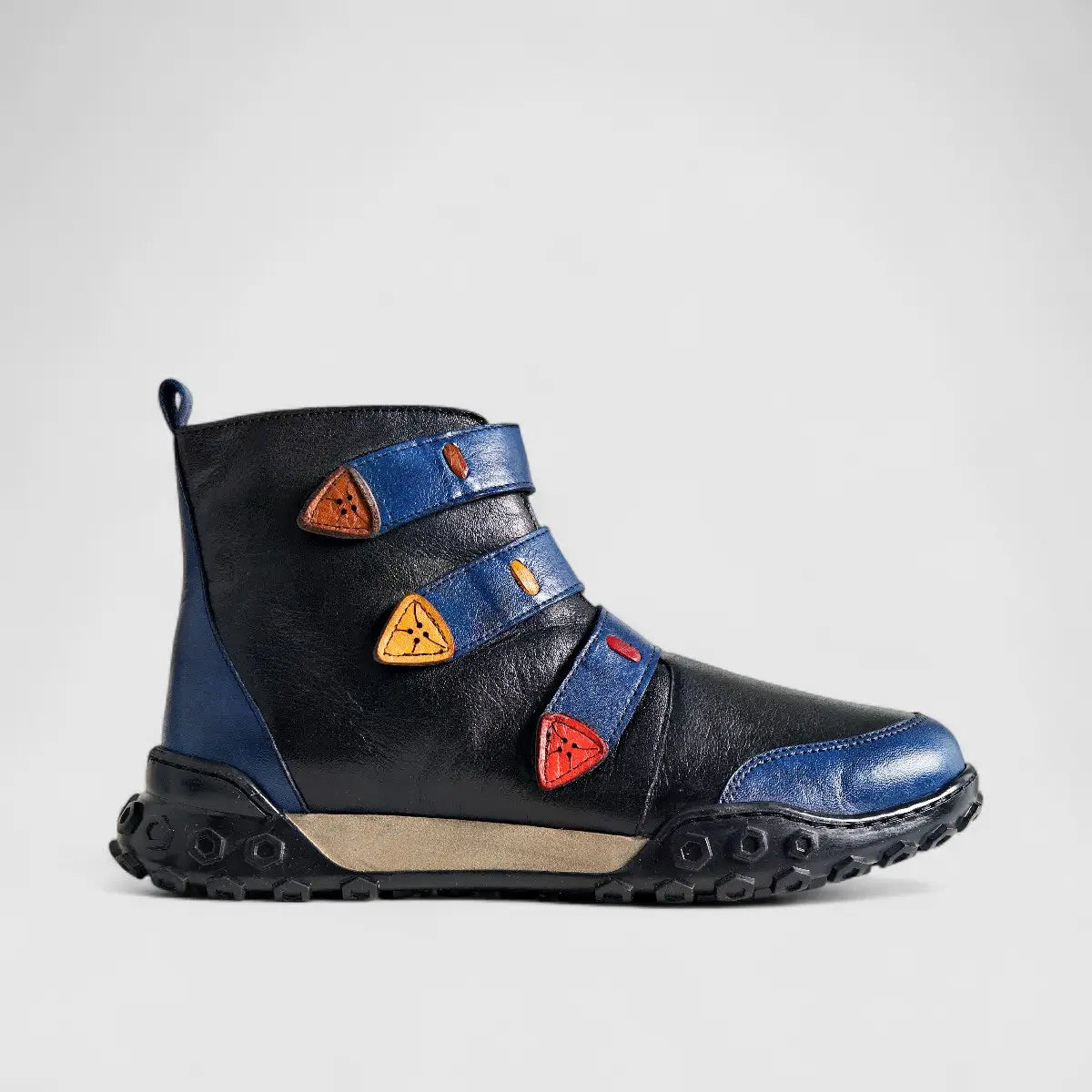 Karyoka Comfort Leather Boots 3563 Black/Navy Boots | familyshoecentre