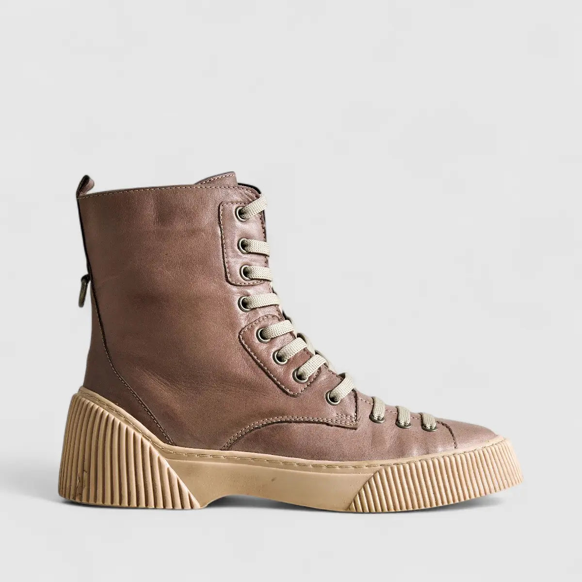 Karyoka Comfort Leather Boots 3107 Beige Boots | familyshoecentre