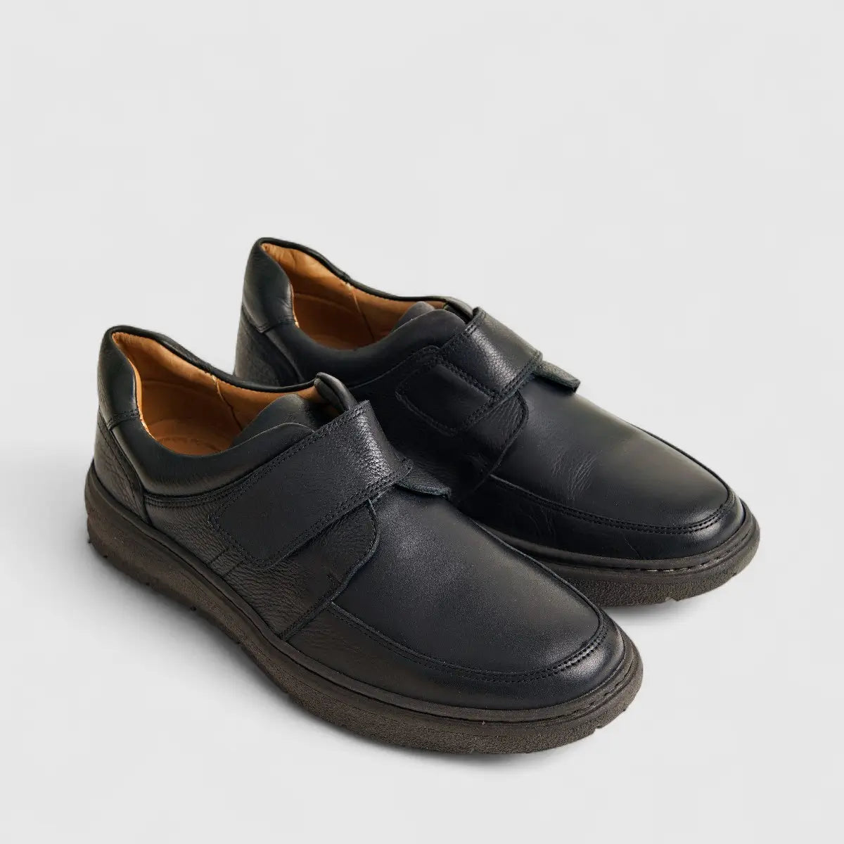 Anatomic Leather Comfort Velcro Slip On Black 727270 AN129 Slip-ons | familyshoecentre