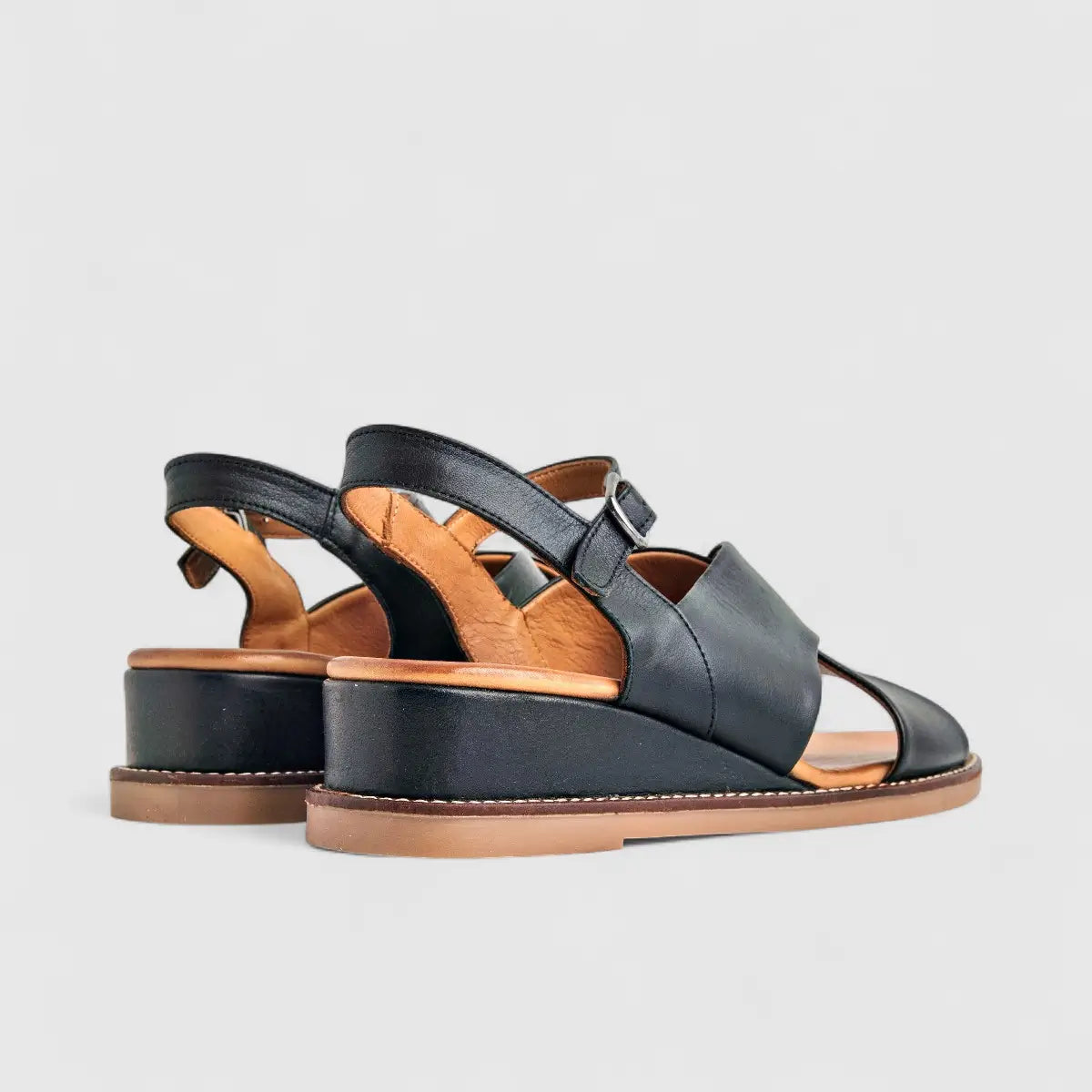 Dimato Ladies Leather Comfort Wedge Sandal 118.803 Black DS221