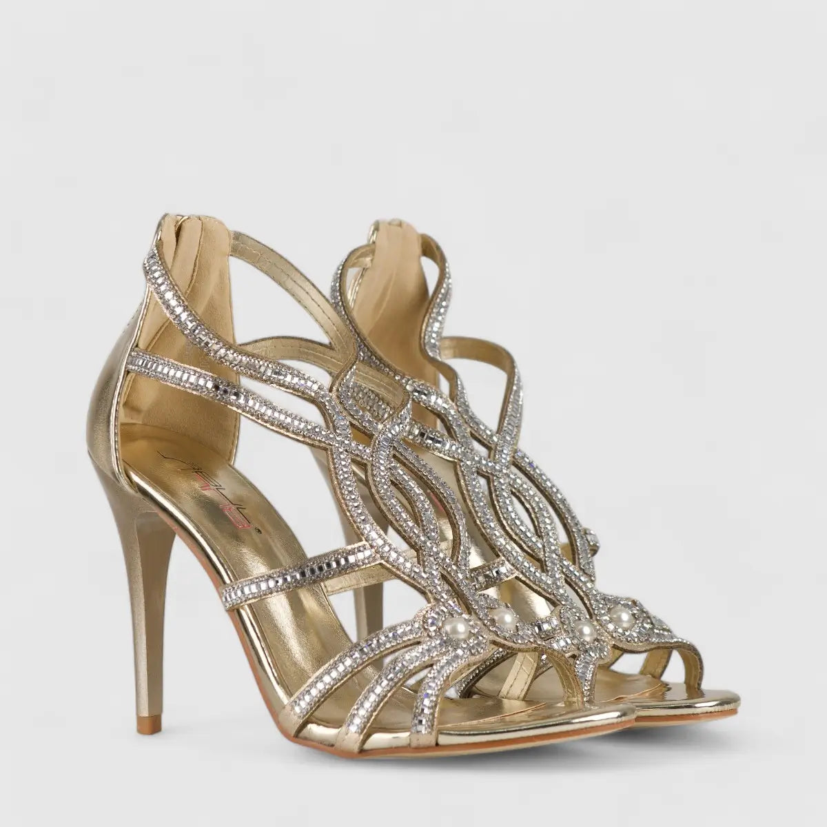 Bulbul Stiletto Heel Sandal Gold LU009 Heels | familyshoecentre