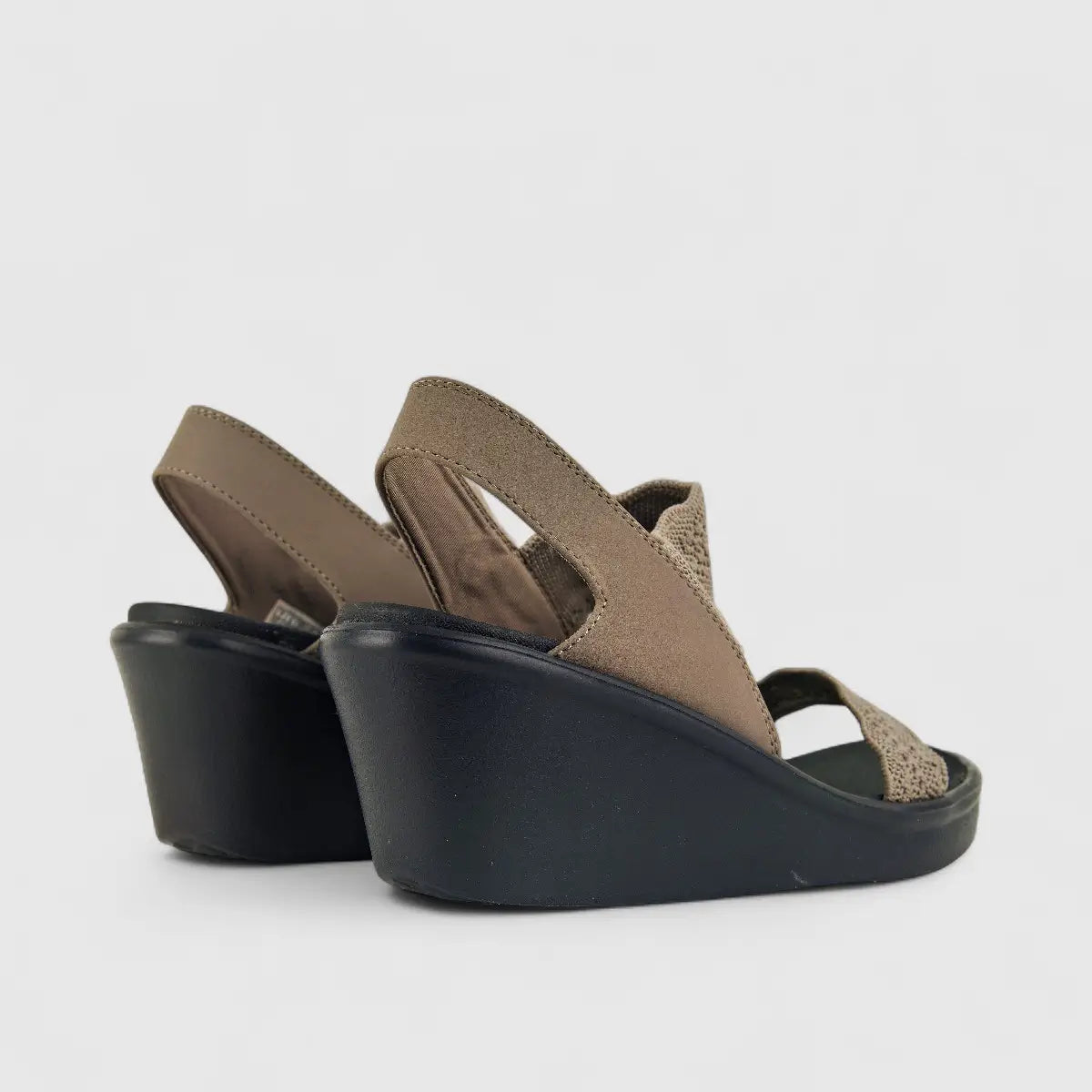 Skechers Ladies Comfort Wedge Sandal Rumble on 119601 Dark Taupe SW75