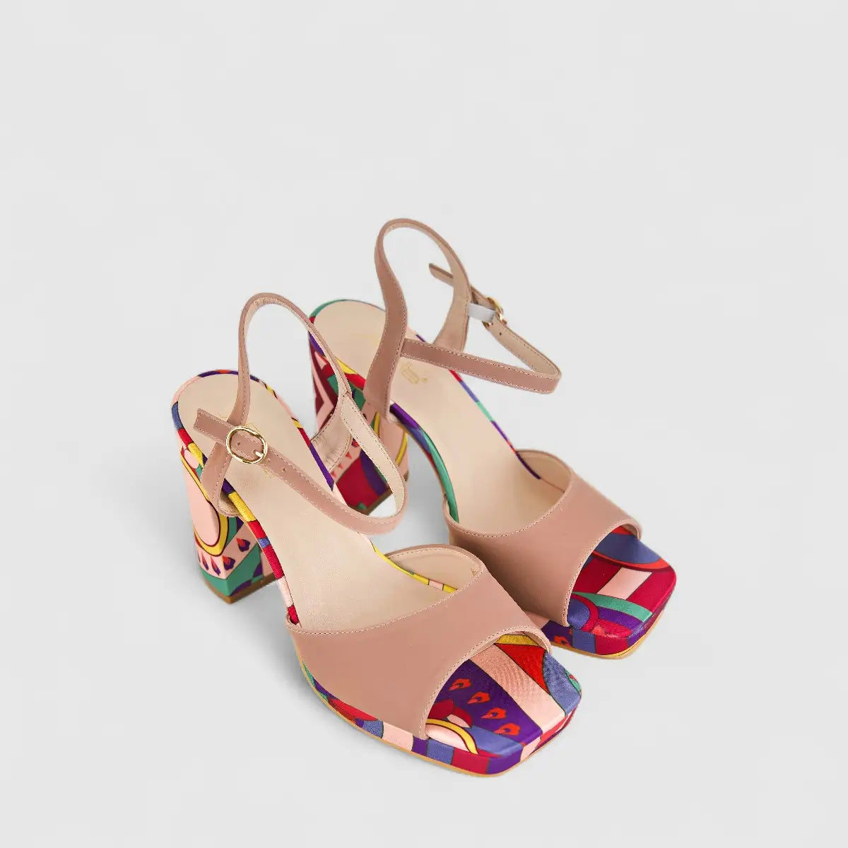 Bulbul Ladies Block Heel Sandal HAR046 Pink Multi