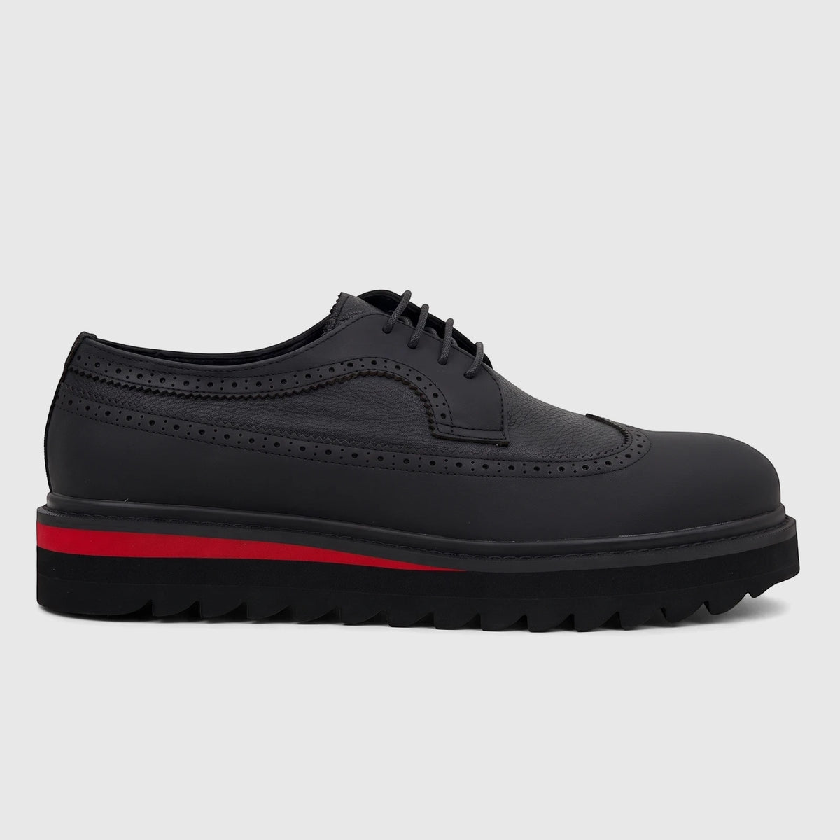 Babucci Men's Leather Chunky Sole Lace Up K25LF280A-1 Black BAB036