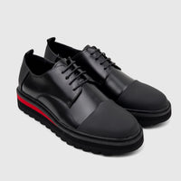 Babucci Men's Leather Chunky Sole Lace Up K25LC351B-2 Black BAB035