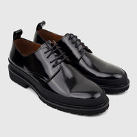 Babucci Men's Leather Chunky Sole Lace Up K27BX2028-45A Black BAB038