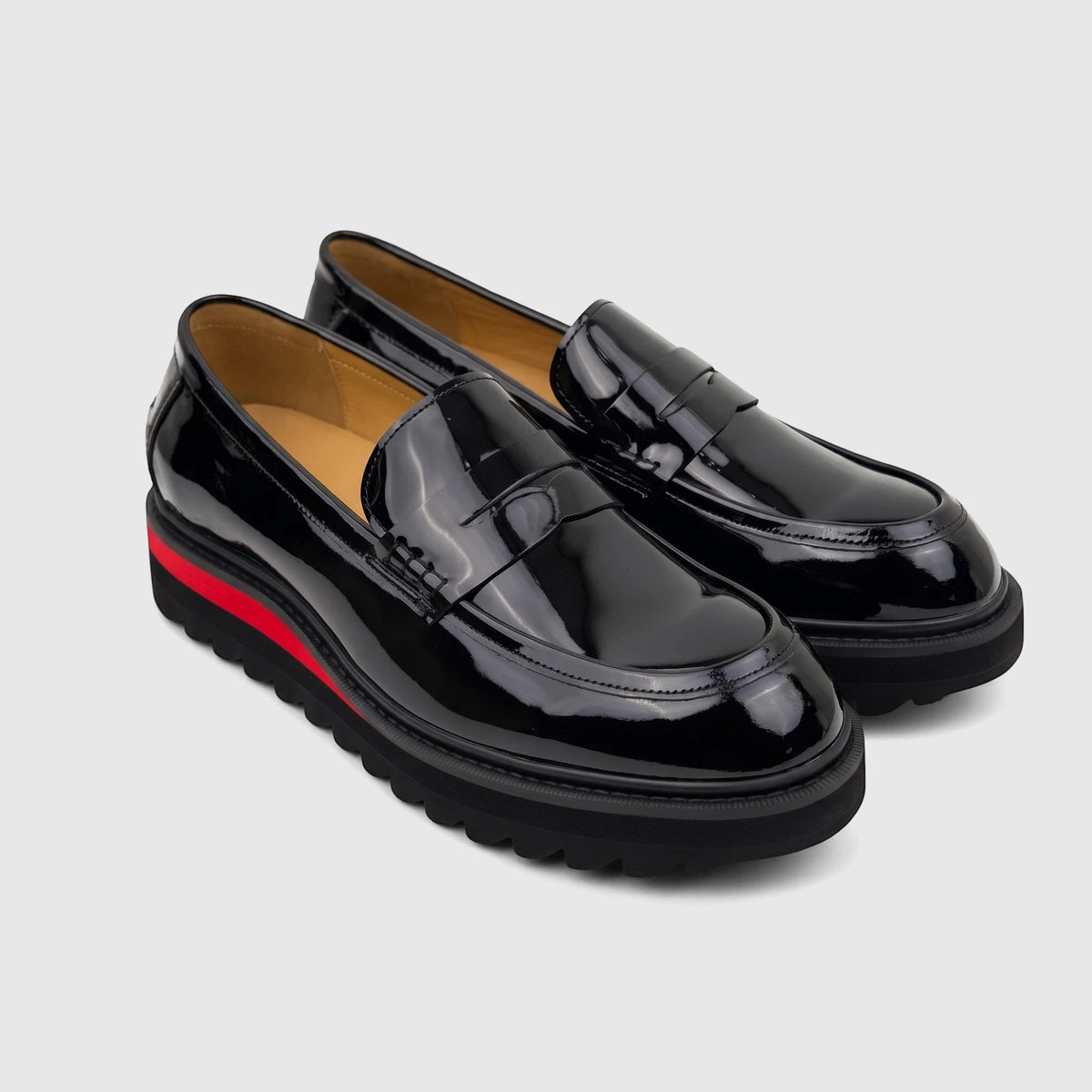 Babucci Men's Leather Chunky Sole Slip On K254549 Black Patent BAB037