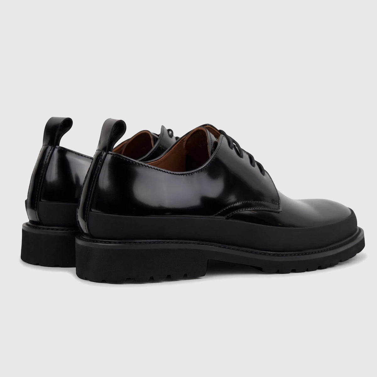 Babucci Men's Leather Chunky Sole Lace Up K27BX2028-45A Black BAB038