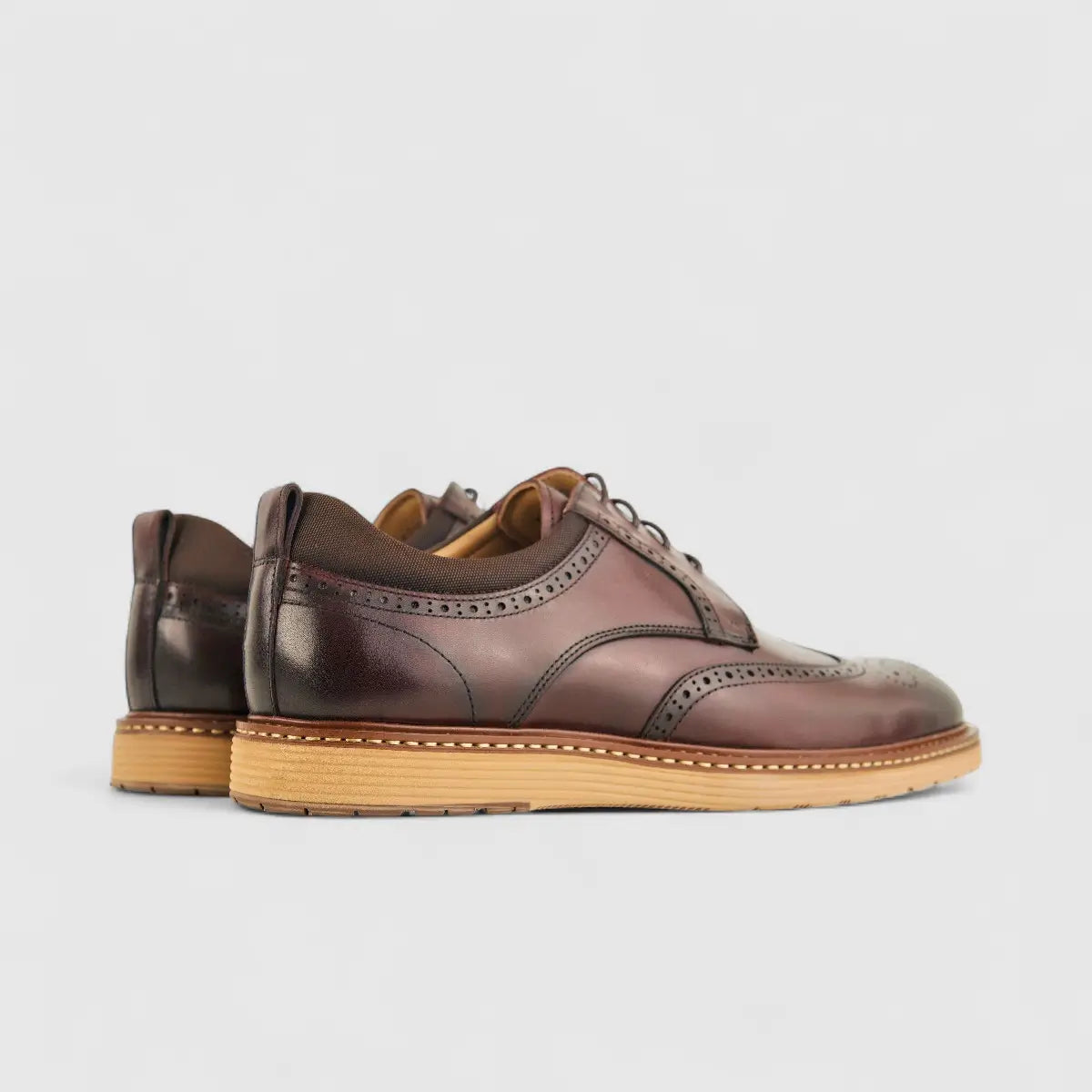 Babucci Men's Casual Leather Lace Up K0582075-5A BAB017 Wine