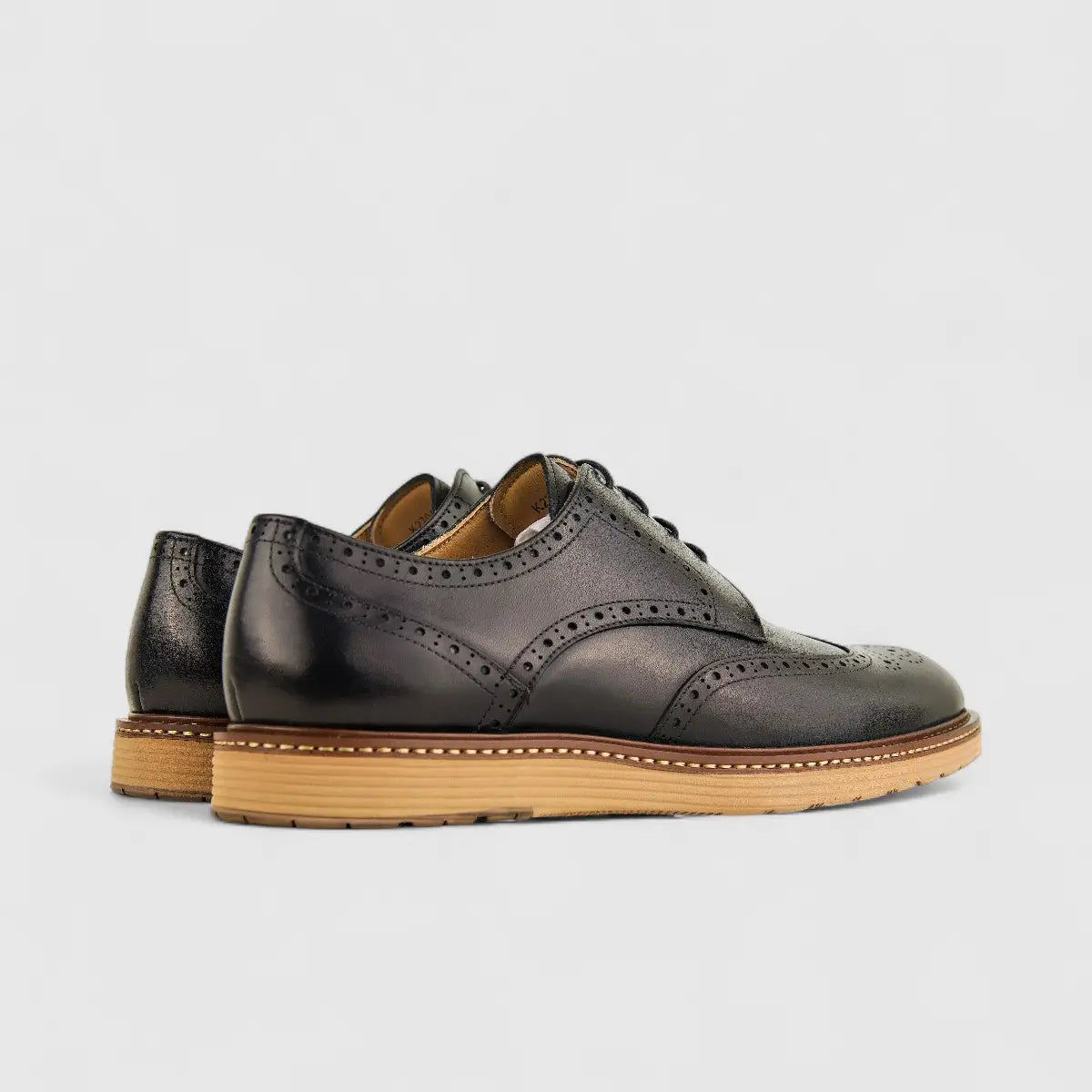 Babucci Men's Casual Leather Lace Up K2704301-2A BAB018 Black