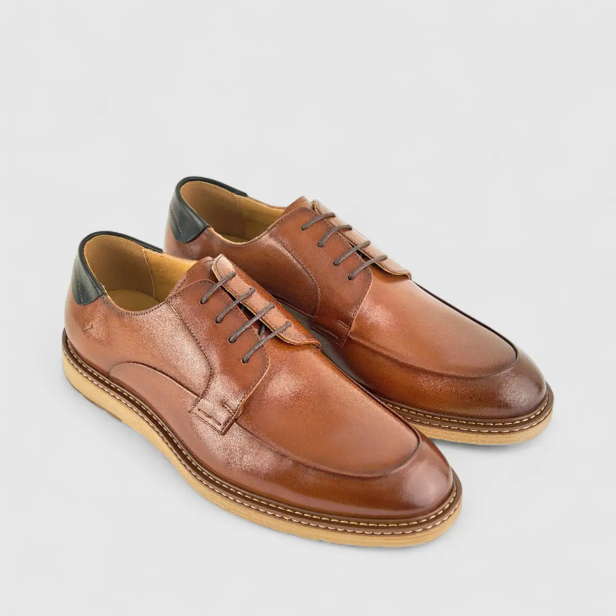 Babucci Men's Casual Leather Lace Up K0582075-2A BAB019 Tan