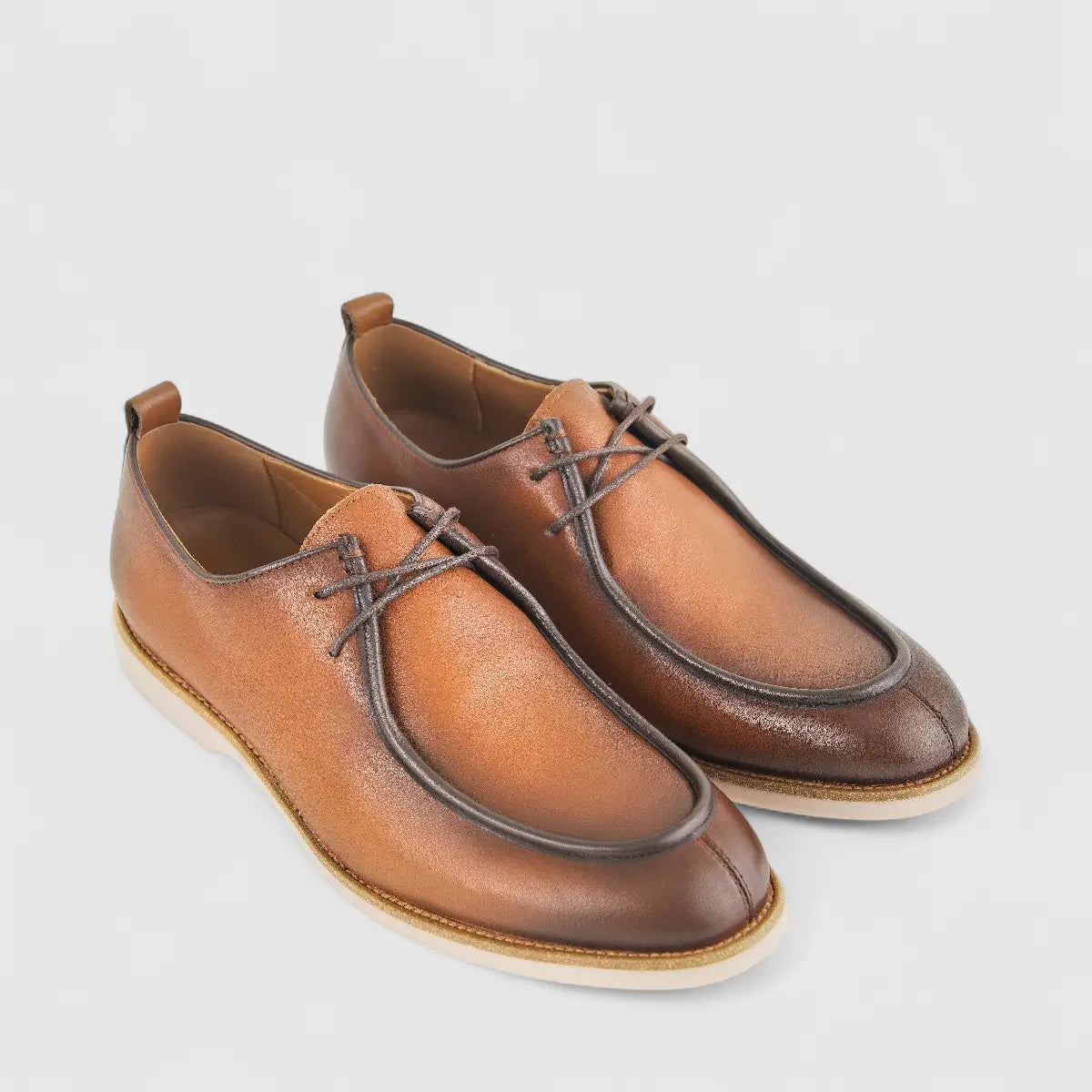 Babucci Men's Casual Leather Lace  Up K27BX05130-B BAB001 Tan