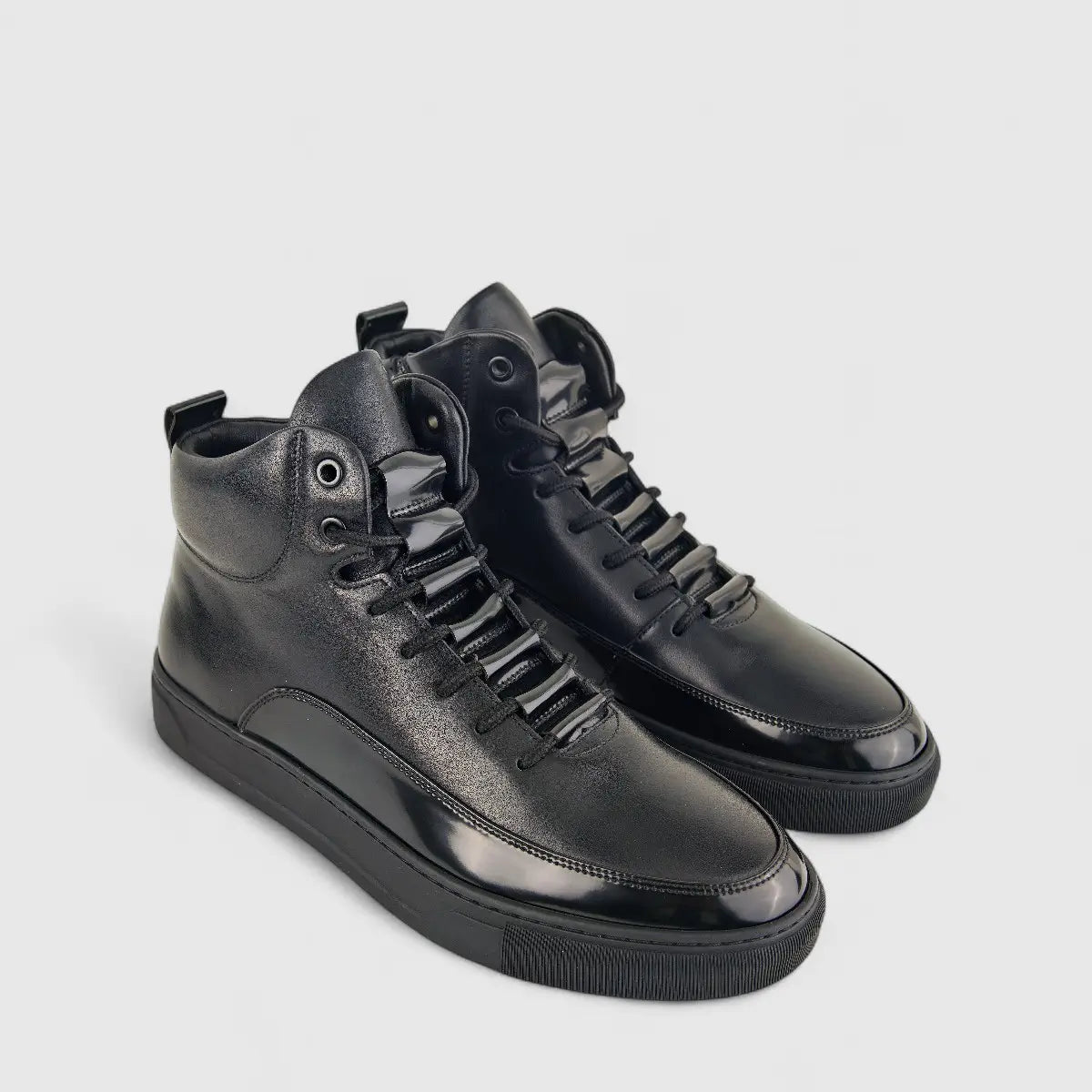 Babucci Men's Leather Hi Top Sneaker B131688L38-1 BAB029 Black