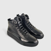 Babucci Men's Leather Hi Top Sneaker B131688L38-1 BAB029 Black