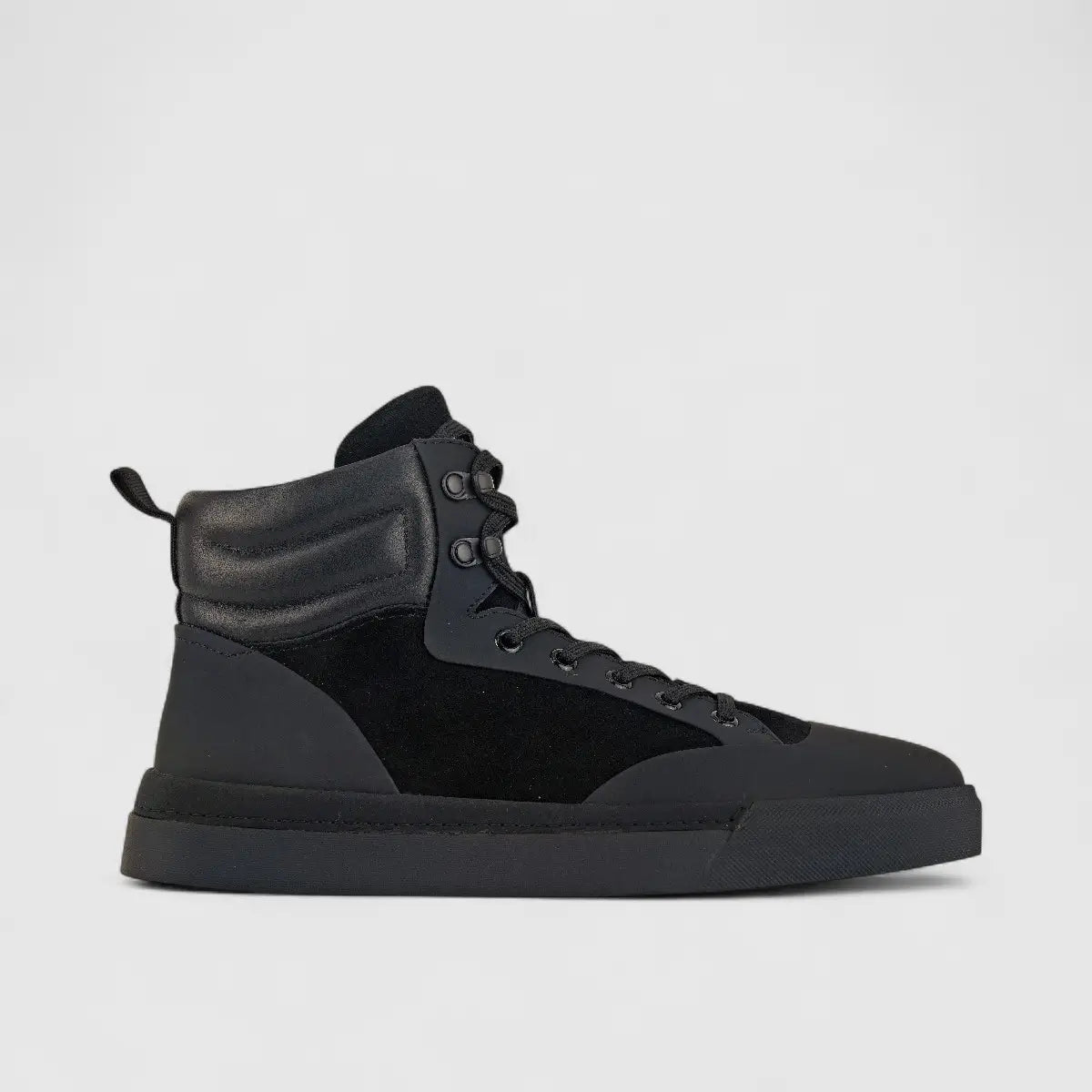 Babucci Men's Leather Hi Top Sneaker B282199H-2A BAB031 Black